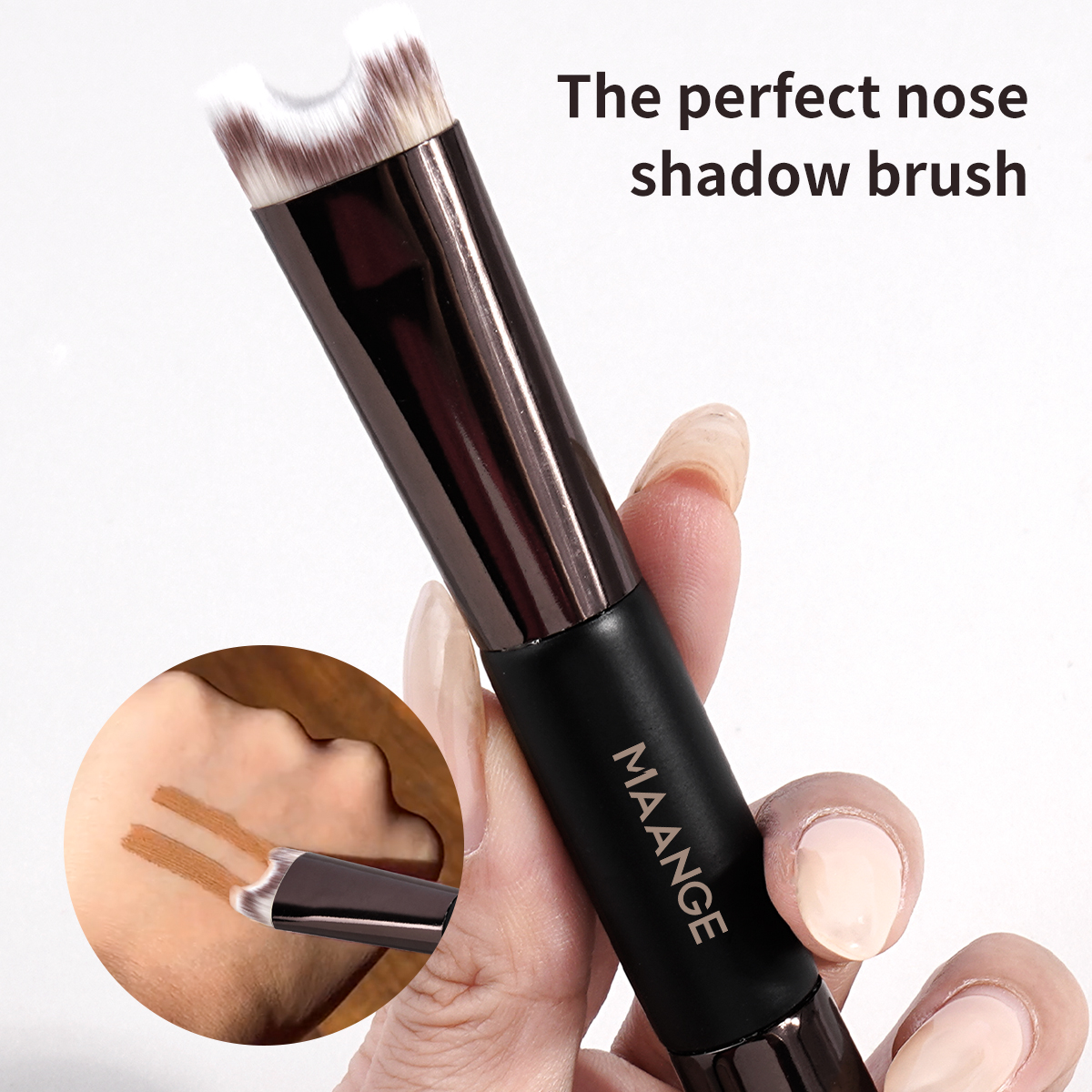 MAANGE Hot Selling 2PCS Custom Logo Foundation Loose Powder Contouring Makeup Brushes  Professional Makeup Brushes - 图片 3