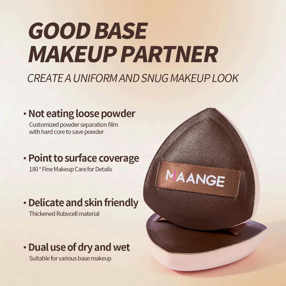 MAANGE Wholesale 10pcs Makeup Brush 2 Powder Puff High Quality Brown Private Label Travel  Professional  Makeup Brush Kit - 图片 8
