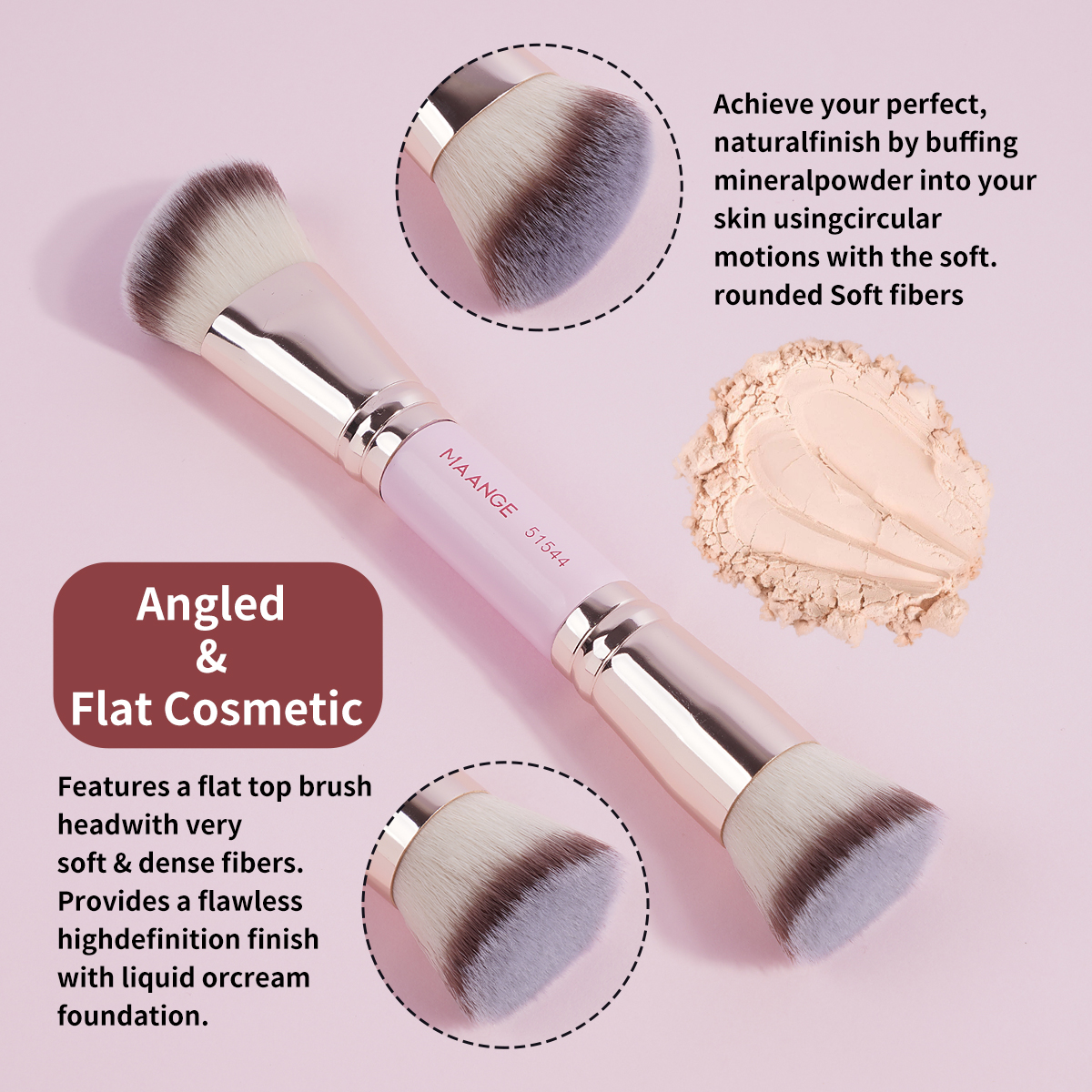 MAANGE 5PCS Double Ended Makeup Brushes 11PCS Powder Puffs Multi-Functional Customizable OEM & ODM Facial Makeup Brush Set - 图片 5