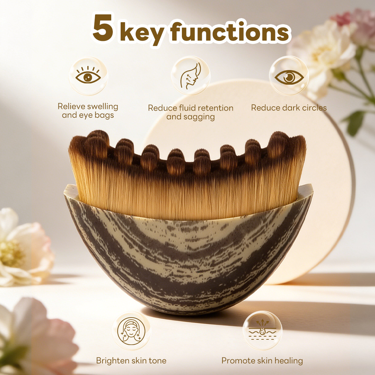 MAANGE Portable Beauty Tool Face Dry Brush Facial Contour Massager Jawline Sculpting Soft Bristles Lymphatic Contour Face Brush - 图片 2