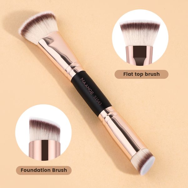 MAANGE Custom Logo Aluminum Tube Angled Top Double Ended High Quality Single Makeup Foundation Brush Professional Makeup Brushes