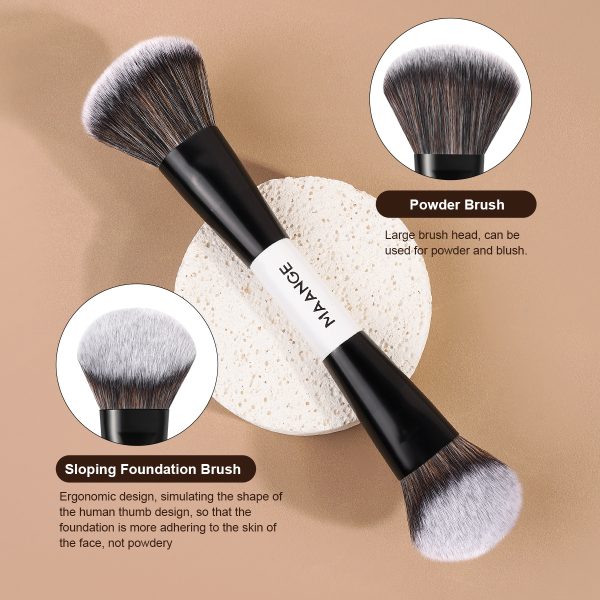 MAANGE Custom Logo OEM&ODM 4PCS Double-headed Makeup Brush  Loose Powder Blush Foundation  Brushes Professional Makeup Brush Set