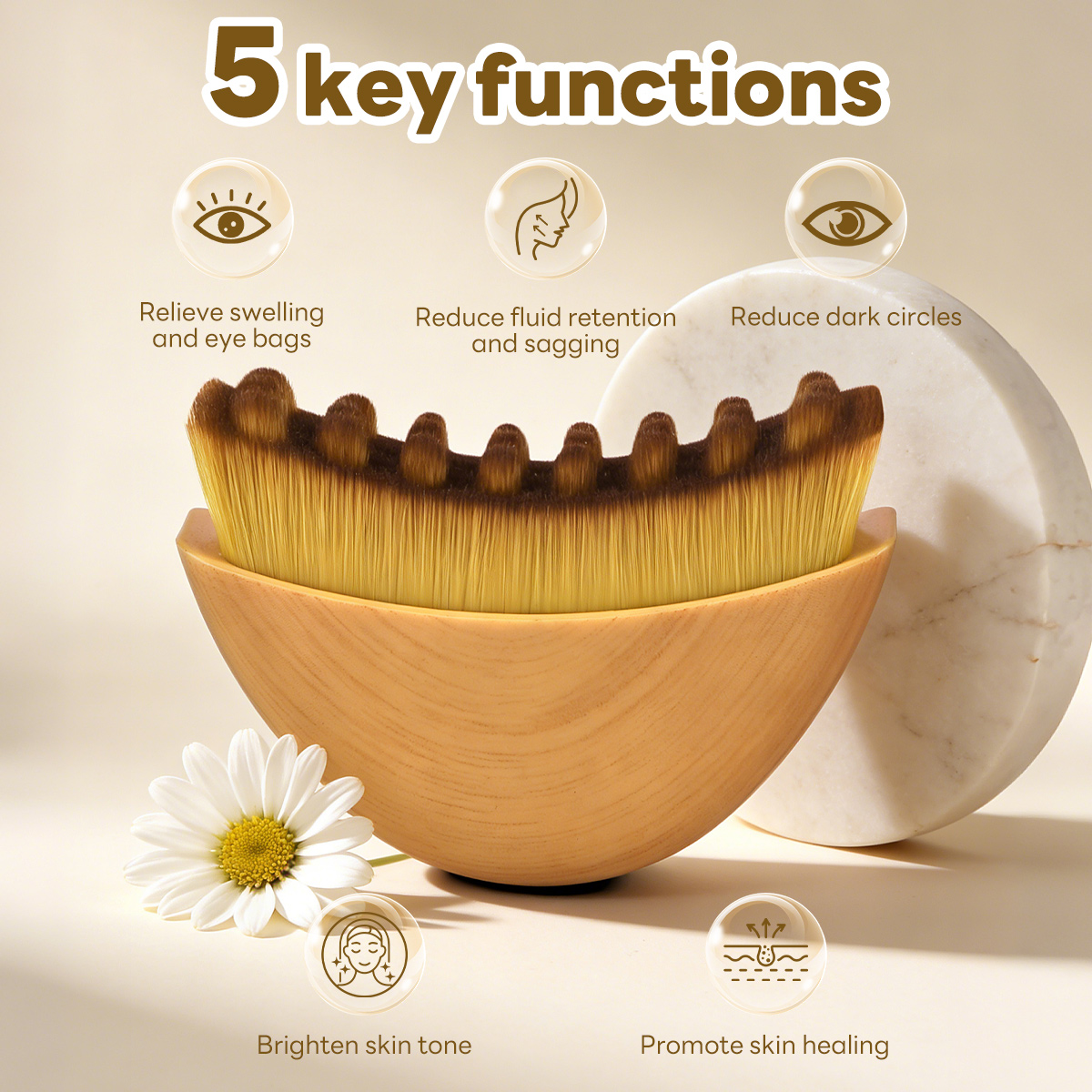 MAANGE Face Dry Brush Facial Contour Massager Jawline Sculpting Soft Bristles Portable Beauty Tool  Lymphatic Contour Face Brush - 图片 2