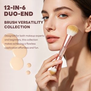 MAANGE Custom OEM&ODM 6PCS Double-ended Makeup Brush Foundation Liquid Blush Highlighter Eyeshadow Professional Makeup Brush Set - 图片 4