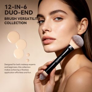 MAANGE Custom OEM&ODM 6PCS Double-ended Makeup Brushes Foundation  Concealer  Eye Shadow Brush Facial Makeup Brush Set - 图片 4