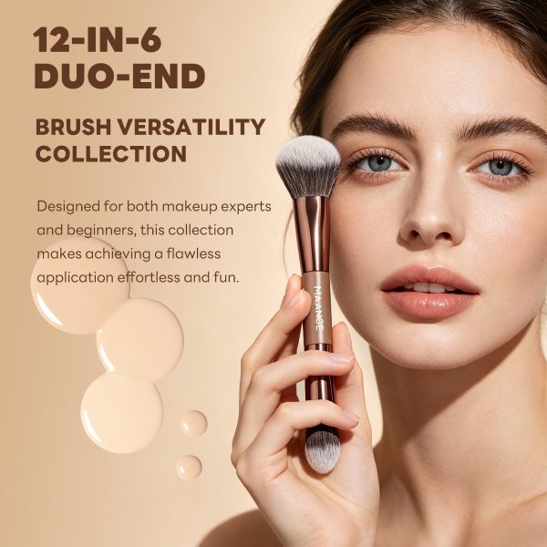 MAANGE Custom OEM&ODM 6PCS Double-ended Makeup Brushes Foundation Concealer Eye Shadow Brush Facial Makeup Brush Set