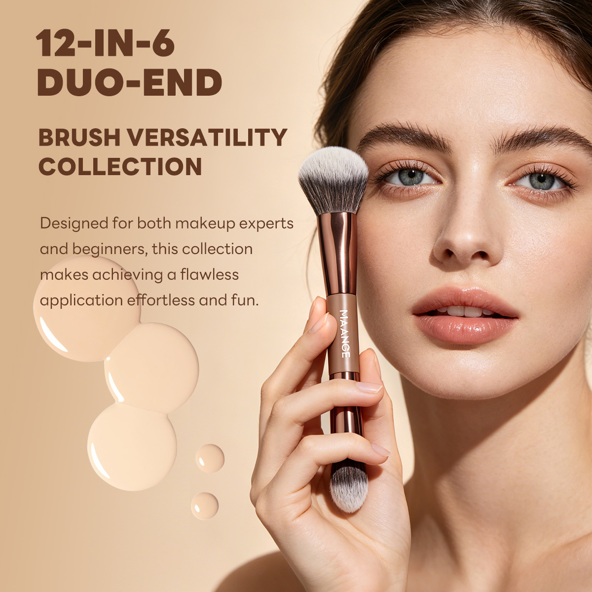 MAANGE Custom OEM&ODM 6PCS Double-ended Makeup Brushes Foundation  Concealer  Eye Shadow Brush Facial Makeup Brush Set - 图片 5