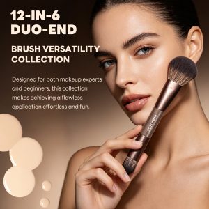 MAANGE Custom OEM&ODM 6PCS Double-ended Makeup Brushes Foundation  Concealer  Eye Shadow Brush Facial Makeup Brush Set - 图片 5