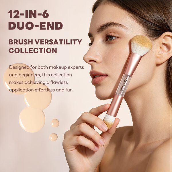 MAANGE Custom OEM&ODM 6PCS Double-ended Makeup Brushes Foundation Concealer Eye Shadow Brush Facial Makeup Brush Set