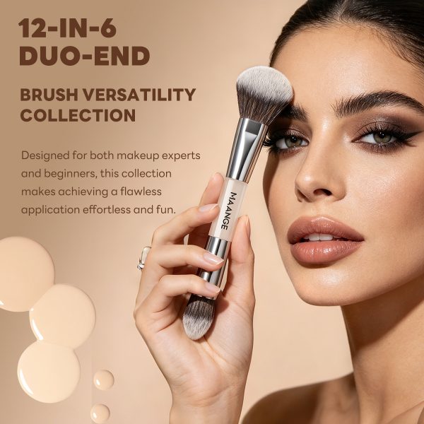 MAANGE Custom OEM&ODM 6PCS Double-ended Makeup Brushes Foundation Concealer Eye Shadow Brush Facial Makeup Brush Set