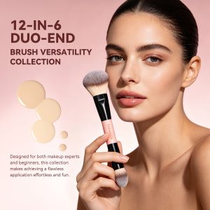 MAANGE Custom OEM&ODM 6PCS Double-ended Makeup Brushes Foundation Concealer Blush Eyeshadow Facial Makeup Brush Set - 图片 3