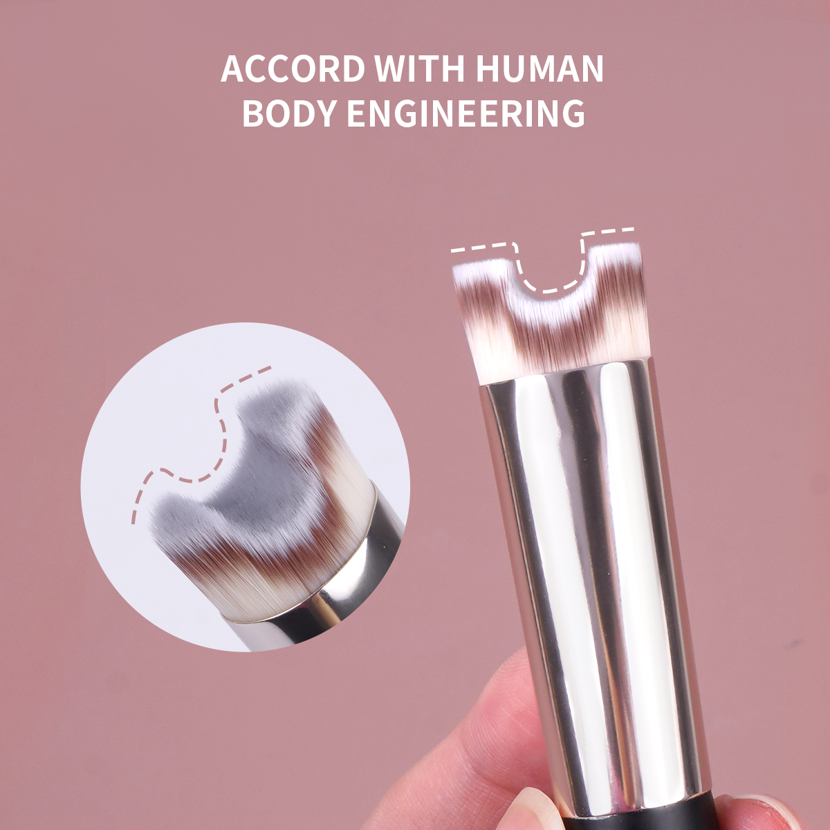 MAANGE  2pcs Double-end Makeup Brush Foundation Loose Powder Nose Shadow Contour Brush Professional Makeup Brush Set - 图片 4