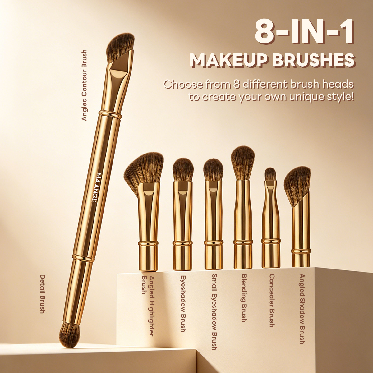 MAANGE New Arrival 8-in-1 Custom OEM&ODM 8-in-1 Single Makeup Brush High-quality Eyes Professional Facial Makeup Brush - 图片 6