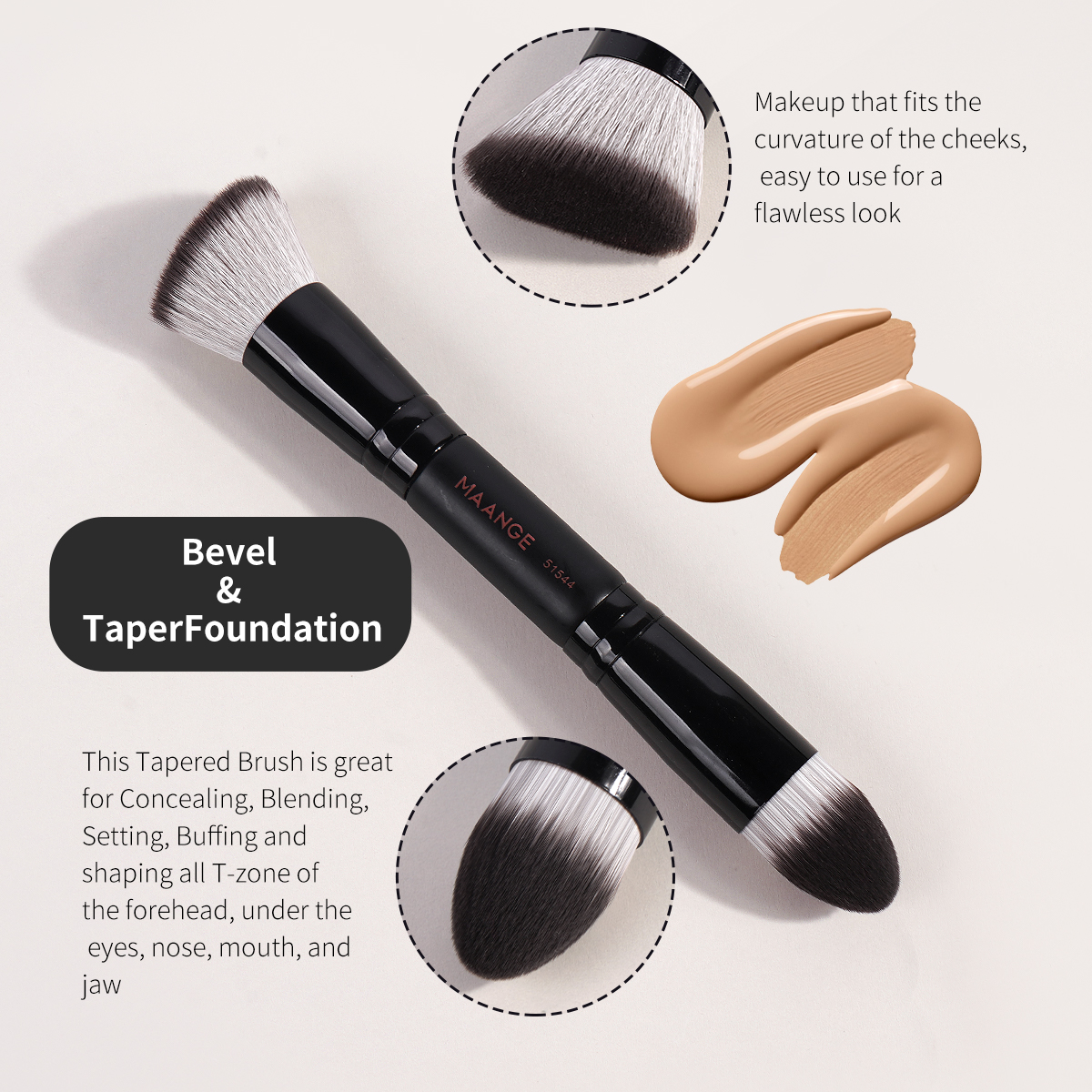 MAANGE Custom OEM&ODM 4PCS Makeup Brush Set  Eye Shadow Blush Foundation  Brushes Professional Makeup Brush Set - 图片 6