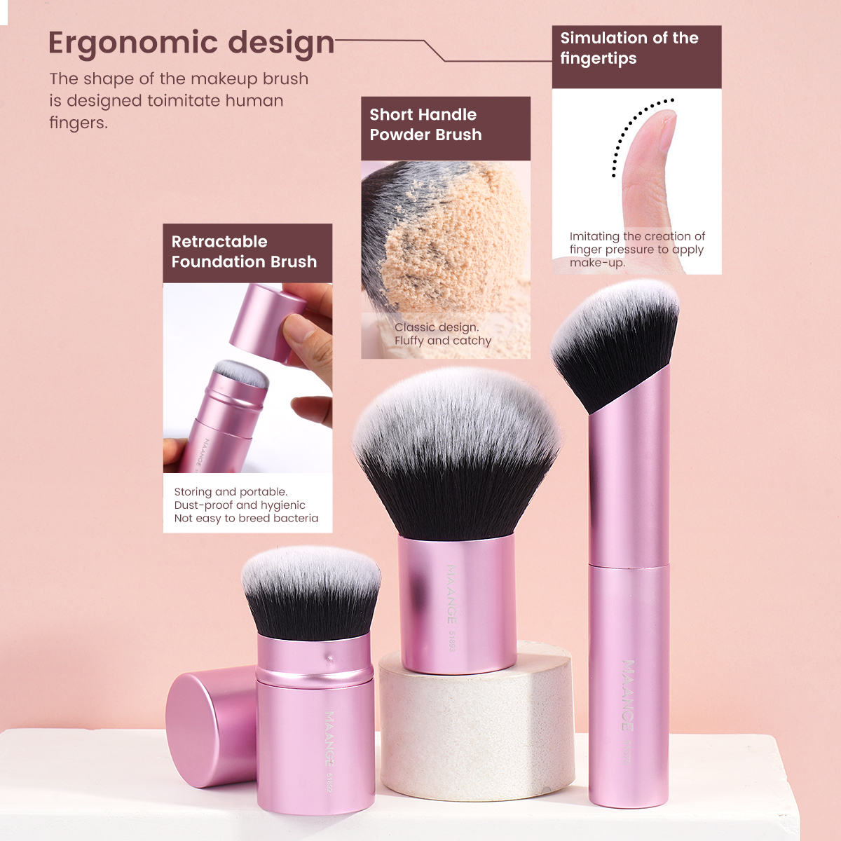 MAANGE Wholesale 20pcs Makeup Brush Private Label  2pcs Powder Puff Professional Makeup Brush Kit Luxury Face Makeup Brush Set - 图片 2