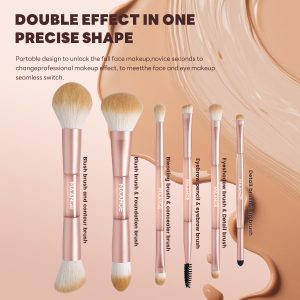 MAANGE Custom OEM&ODM 6PCS Double-ended Makeup Brush Foundation Liquid Blush Highlighter Eyeshadow Professional Makeup Brush Set - 图片 7