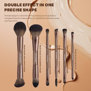 MAANGE Custom OEM&ODM 6PCS Double-ended Makeup Brushes Foundation  Concealer  Eye Shadow Brush Facial Makeup Brush Set - 图片 7