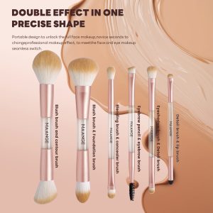 MAANGE Custom OEM&ODM 6PCS Double-ended Makeup Brushes Foundation  Concealer  Eye Shadow Brush Facial Makeup Brush Set - 图片 7