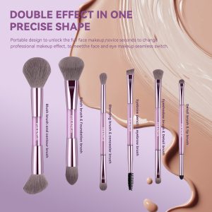 MAANGE Custom OEM&ODM 6PCS Double-ended Makeup Brushes Foundation  Concealer  Eye Shadow Brush Luxury Facial Makeup Brush Set - 图片 5