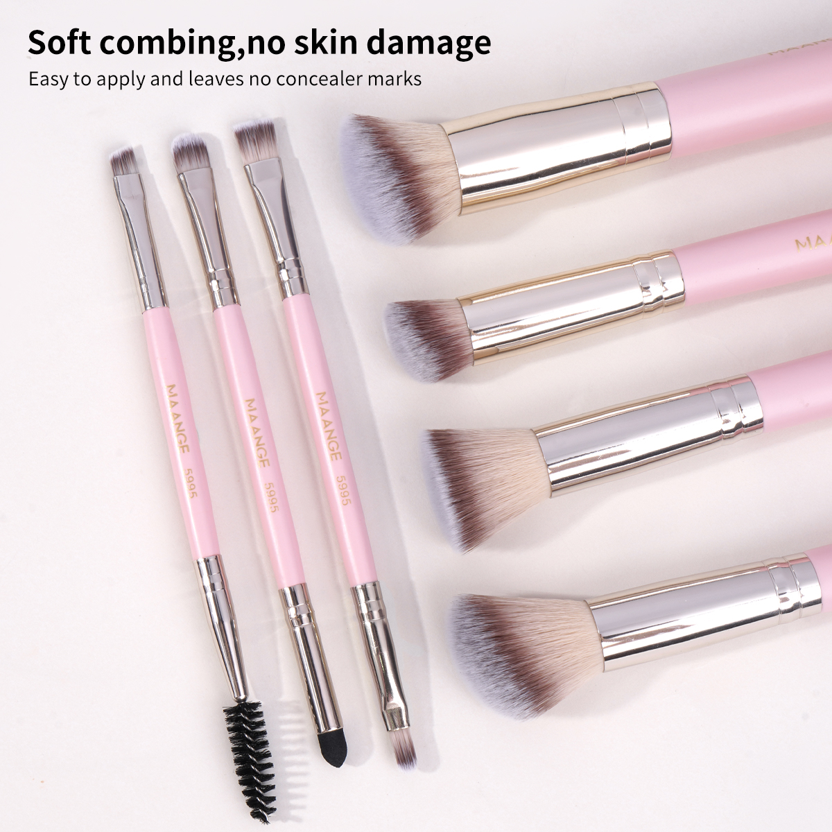 MAANGE Custom Logo OEM&ODM Luxury 7pcs Double-ended Makeup Brushes Set Private Label Facial Makeup Brush Set - 图片 4