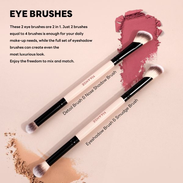 MAANGE Wholesale 4pcs Double Ended Foundation Makeup Brush 6pcs Powder Puff Private Label Professional Makeup Brush Set