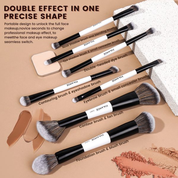 MAANGE Custom Logo OEM&ODM Luxury 7pcs Double-ended Makeup Brushes Set Foundation Eyeshadow Private Label  Makeup Brush Set