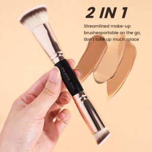 MAANGE Custom Logo Aluminum Tube Angled Top Double Ended High Quality Single Makeup Foundation Brush Professional Makeup Brushes - 图片 6