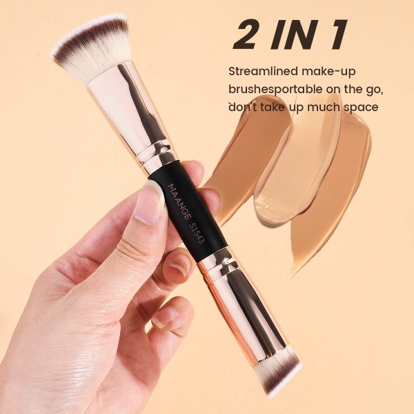 MAANGE Custom Logo Aluminum Tube Angled Top Double Ended High Quality Single Makeup Foundation Brush Professional Makeup Brushes