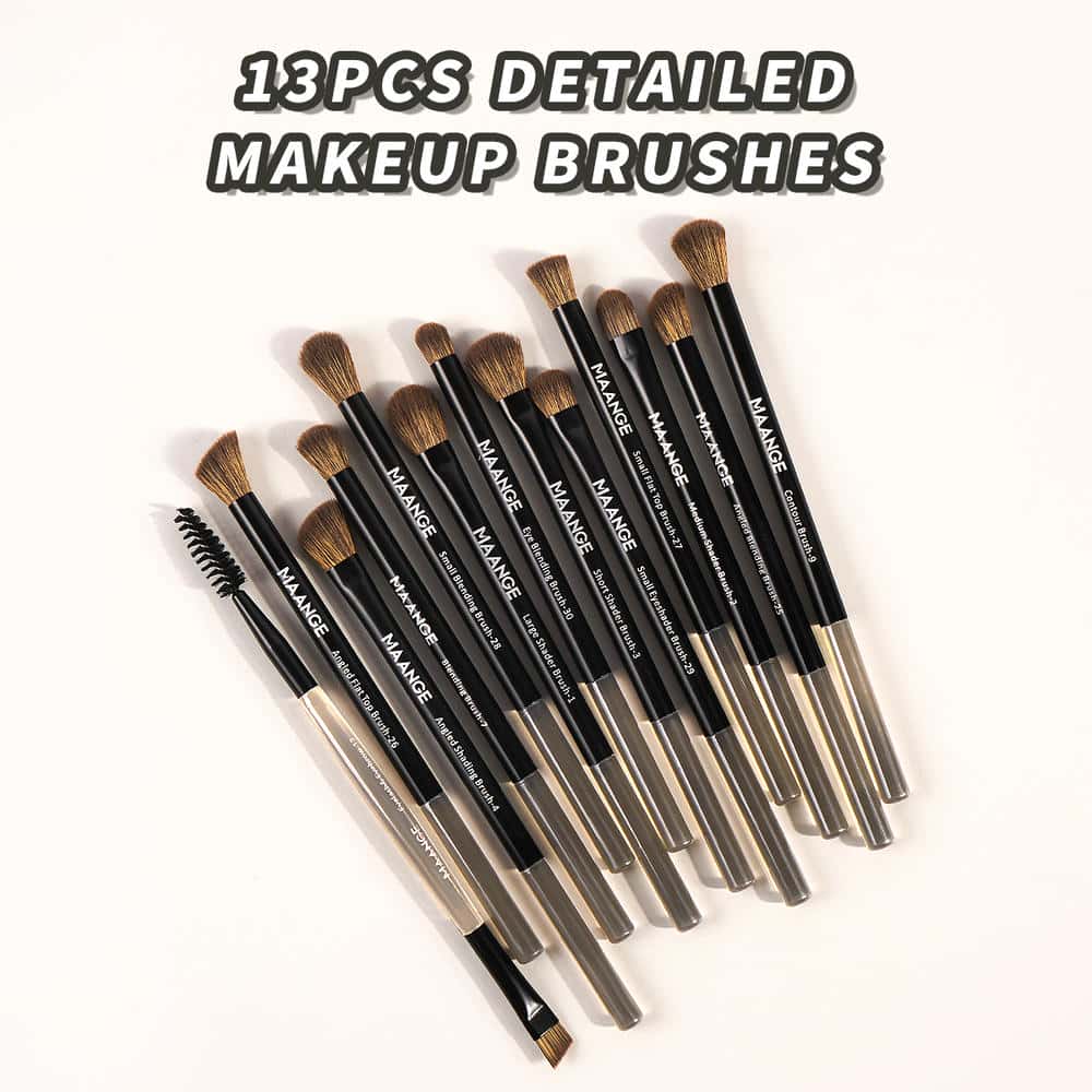MAANGE Wholesale Natural 13pcs Makeup Brush Set Soft High Quality Hair Blush Powder Brush Concealer Makeup Tool Makeup Brush Set - 图片 7