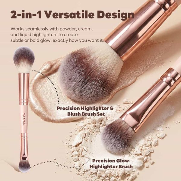 MAANGE Custom 15PCS  Brushes Foundation Loose Powder Eyeshadow Private Label Facial Makeup Tools Professional Makeup Brush Set