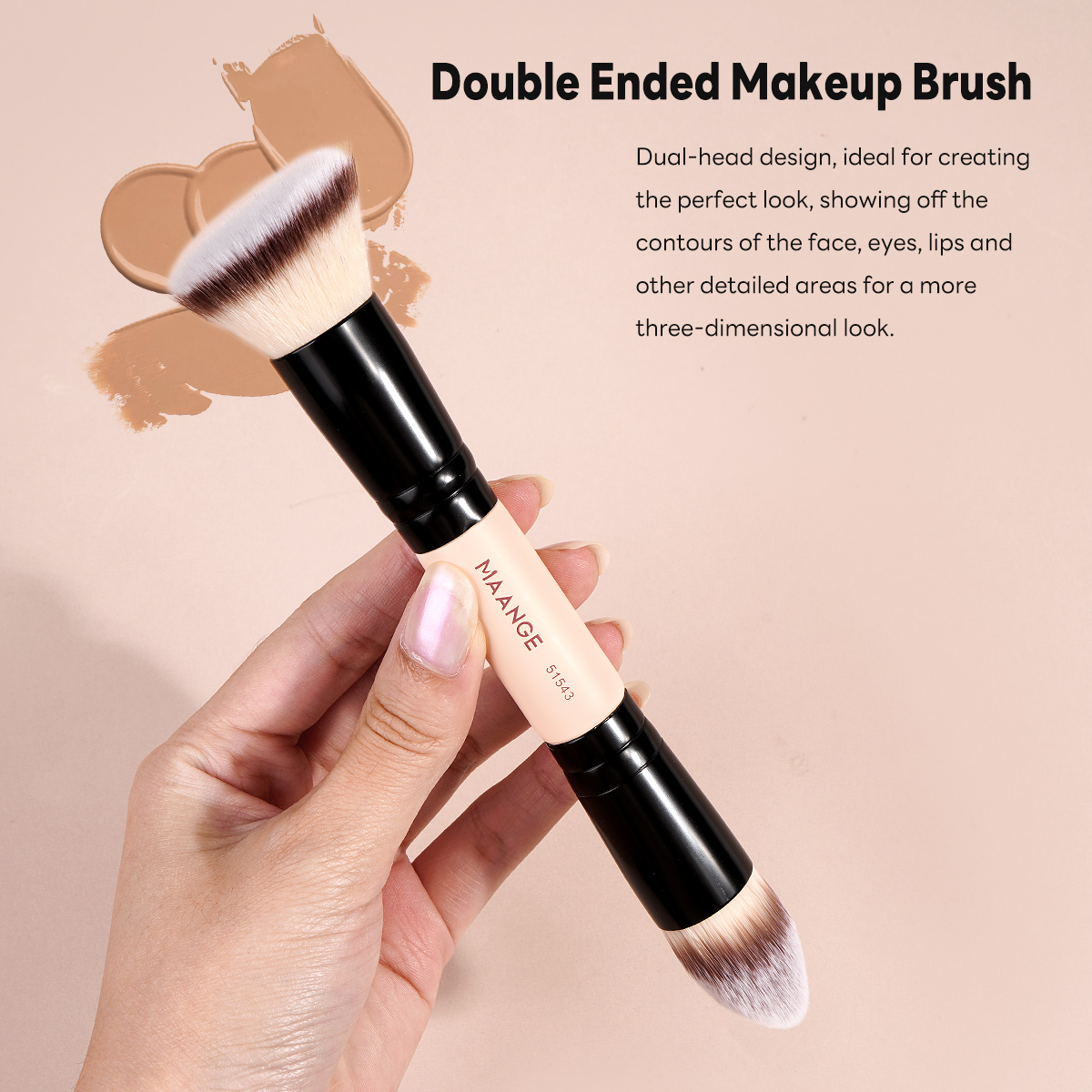 MAANGE Wholesale 4pcs Double Ended Foundation Makeup Brush 6pcs Powder Puff Private Label Professional Makeup Brush Set - 图片 3