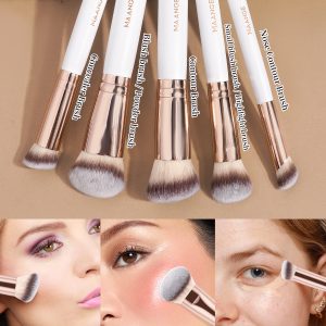 MAANGE Custom OEM&ODM 5PCS Facial Brush Foundation Concealer Loose Powder  Makeup Box Professional Makeup Brush Set - 图片 5