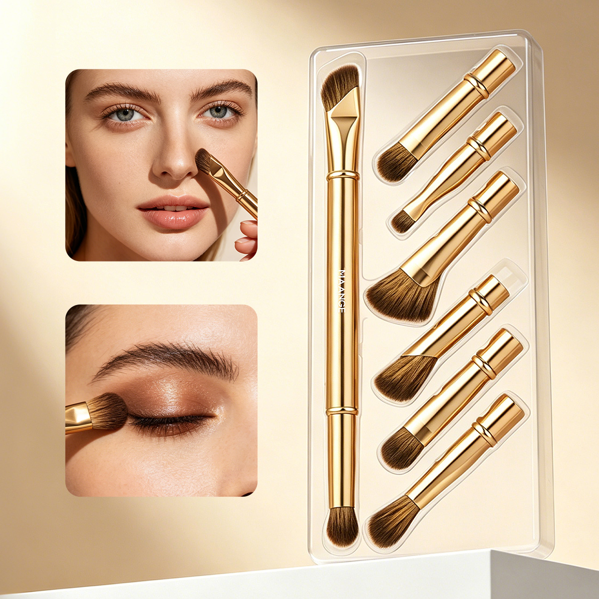 MAANGE New Arrival 8-in-1 Custom OEM&ODM 8-in-1 Single Makeup Brush High-quality Eyes Professional Facial Makeup Brush - 图片 5