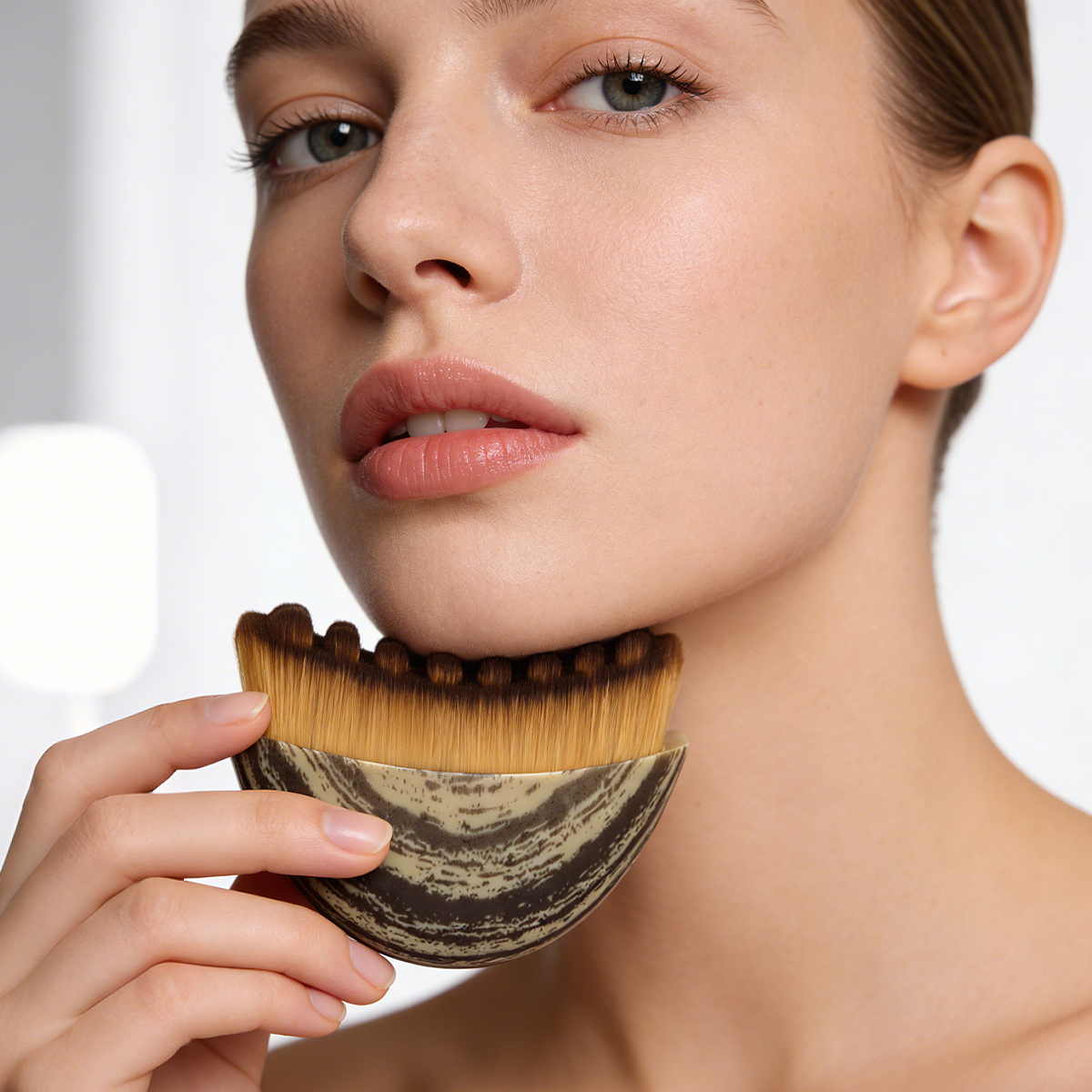 MAANGE Portable Beauty Tool Face Dry Brush Facial Contour Massager Jawline Sculpting Soft Bristles Lymphatic Contour Face Brush - 图片 8