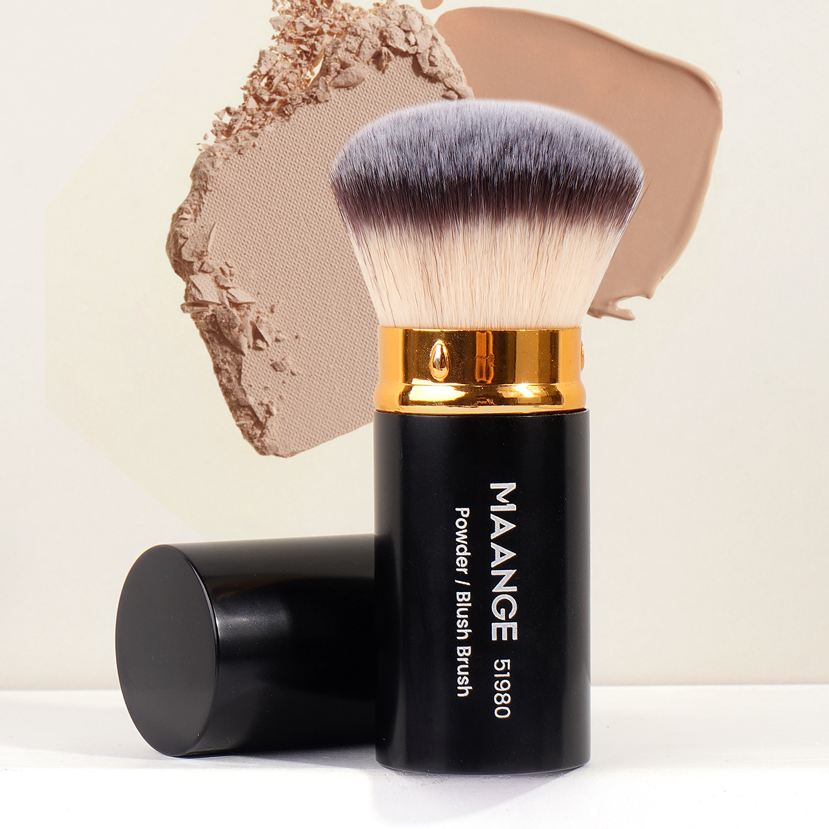MAANGE Single Foundation Brush Single Pack Makeup Brush Round-head Telescopic Brush Foundation Loose Powder Makeup Brush - 图片 1