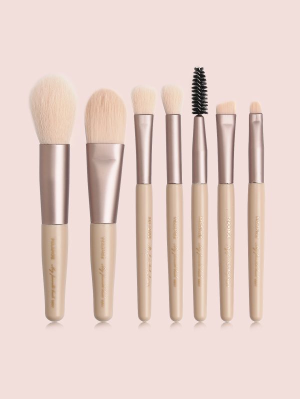 MAANGE High Quality Wholesale Private Label Vegan Nylon Make up Brushes Custom logo 7 Pcs Plastic Makeup Brush Set