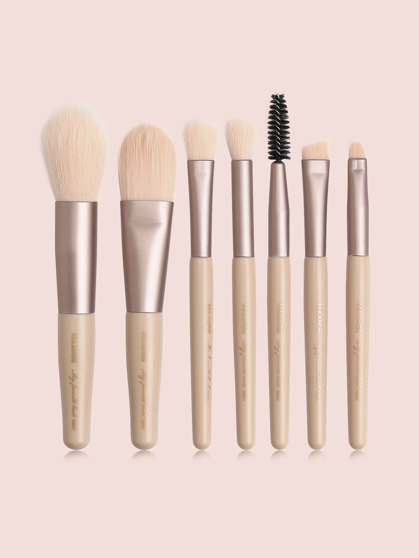 MAANGE High Quality Wholesale Private Label Vegan Nylon Make up Brushes Custom logo 7 Pcs Plastic Makeup Brush Set - 图片 1