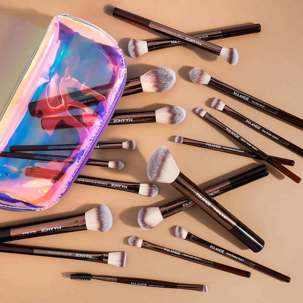 MAANGE Wholesale Custom OEM&ODM 18pcs Makeup Brush Makeup Bag Cosmetic Foundation Powder EyeShadow Professional Makeup Brush Kit - 图片 2
