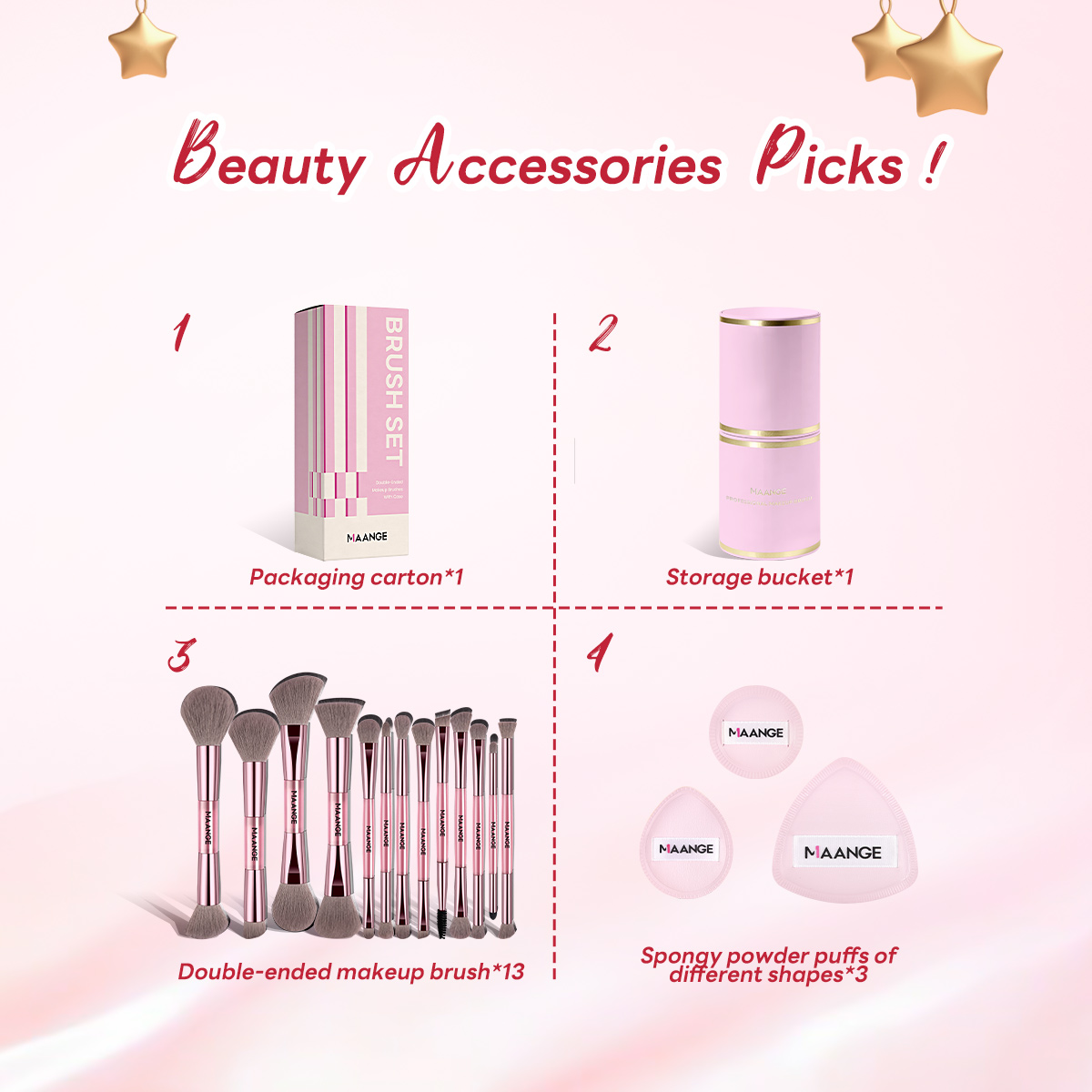 MAANGE Wholesale Custom OEM&ODM 13pcs Makeup Brush Set 3PCS Air Cushion Puff Powder Brush Concealer Makeup Tool Makeup Brush Set - 图片 2