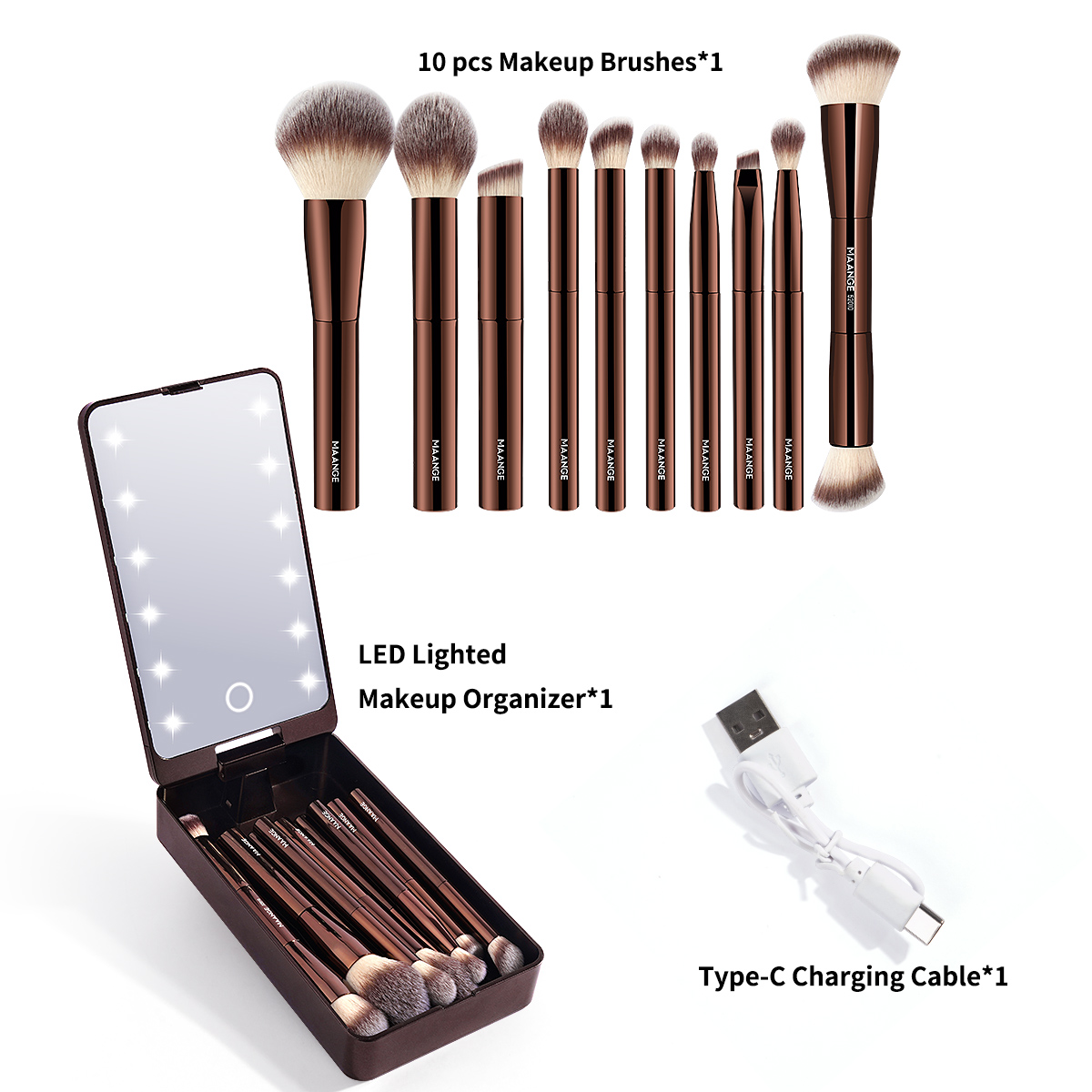 MAANGE Wholesale 15PCS Brushes Eyeshadow Foundation Blush Loose Powder Private Label Customizable Professional Makeup Brush Set - 图片 2