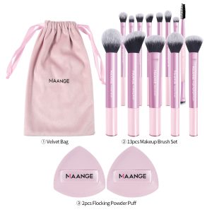MAANGE Wholesale Custom OEM&ODM 13pcs Makeup Brush Set 2PCS Air Cushion Puff Powder Brush Concealer Makeup Tool Makeup Brush Set - 图片 8