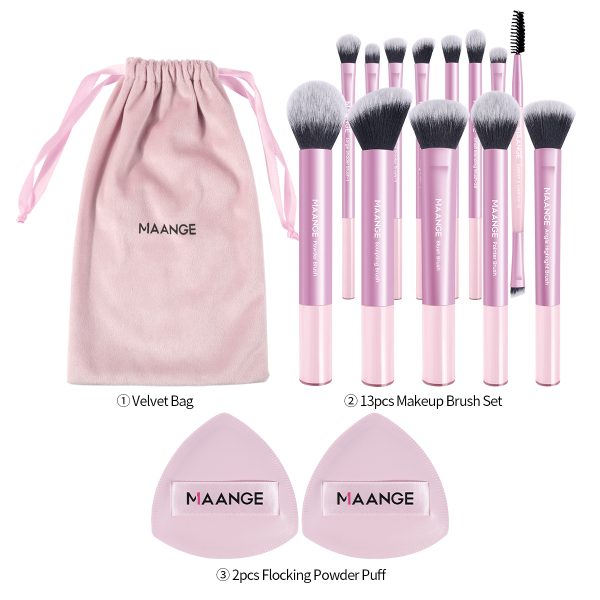 MAANGE Wholesale Custom OEM&ODM 13pcs Makeup Brush Set 2PCS Air Cushion Puff Powder Brush Concealer Makeup Tool Makeup Brush Set