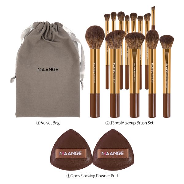 MAANGE Custom OEM&ODM 13pcs Makeup Brush Set 2PCS Air Cushion Puff Powder Brush Concealer Wholesale Makeup Brush Set
