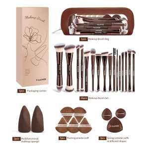 MAANGE Wholesale 16pcs Makeup Brush 10pcs Powder Puff Makeup Bag Foundation Loose Powder Eyeshadow Facial Makeup Brush Set - 图片 2