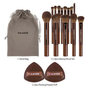 MAANGE Wholesale Custom OEM&ODM 13pcs Makeup Brush Set 2PCS Powder Puff Powder Brush Concealer Makeup Tool Makeup Brush Set - 图片 8