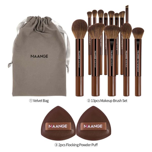 MAANGE Wholesale Custom OEM&ODM 13pcs Makeup Brush Set 2PCS Powder Puff Powder Brush Concealer Makeup Tool Makeup Brush Set