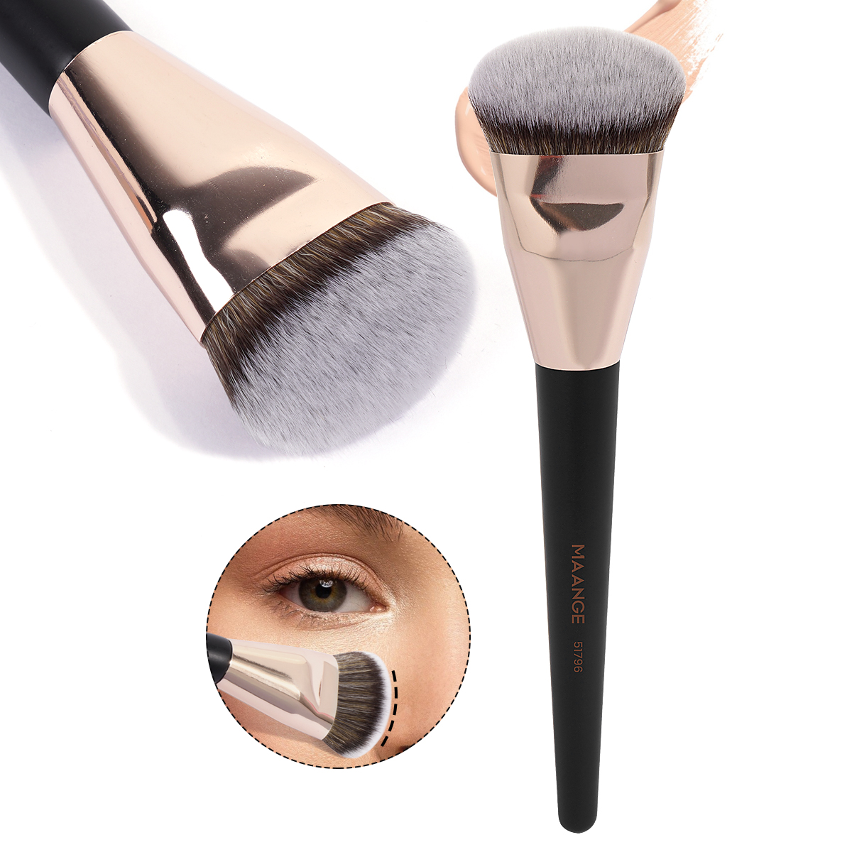 MAANGE Wholesale Private Label Professional Single Makeup Brush  Foundation Loose Powder Blush Professional Makeup Brush Set - 图片 6