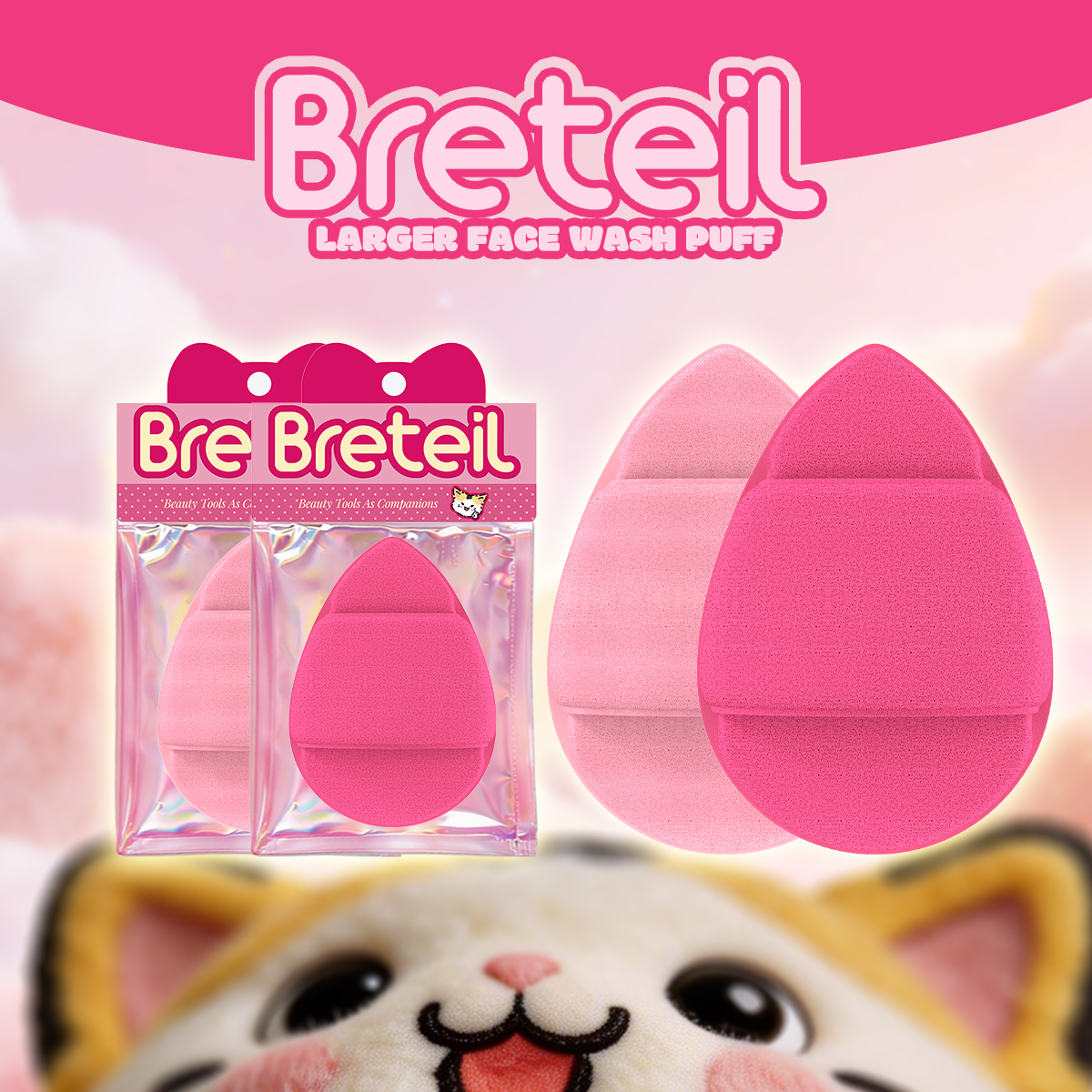 Breteil Wholesale Facial Sponge Cleansing Puff Super Large Water Drop Glove Face Wash Reusable  Facial  Daily Cleansing Puff - 图片 1