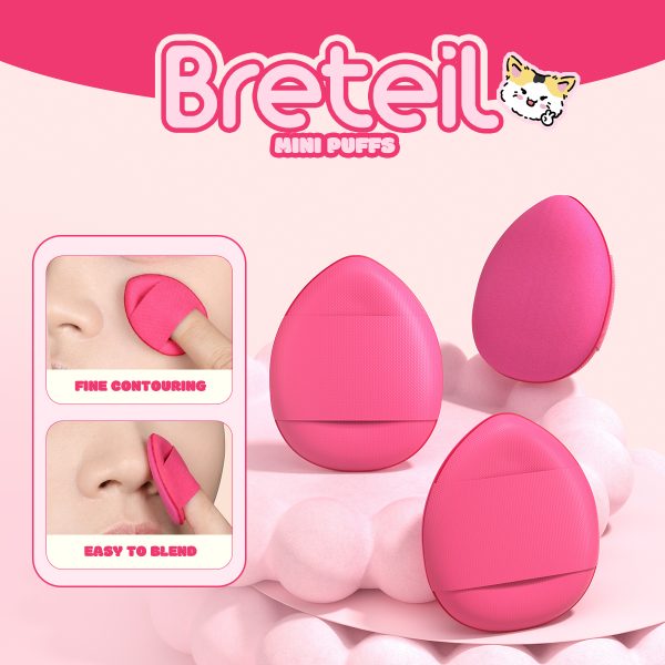 Breteil Wholesale  7PCS Thumb Puff Powder Puff Loose Sponge Washable  Soft Cotton Puff Teardrop-shaped 7PCS Thumb Puff