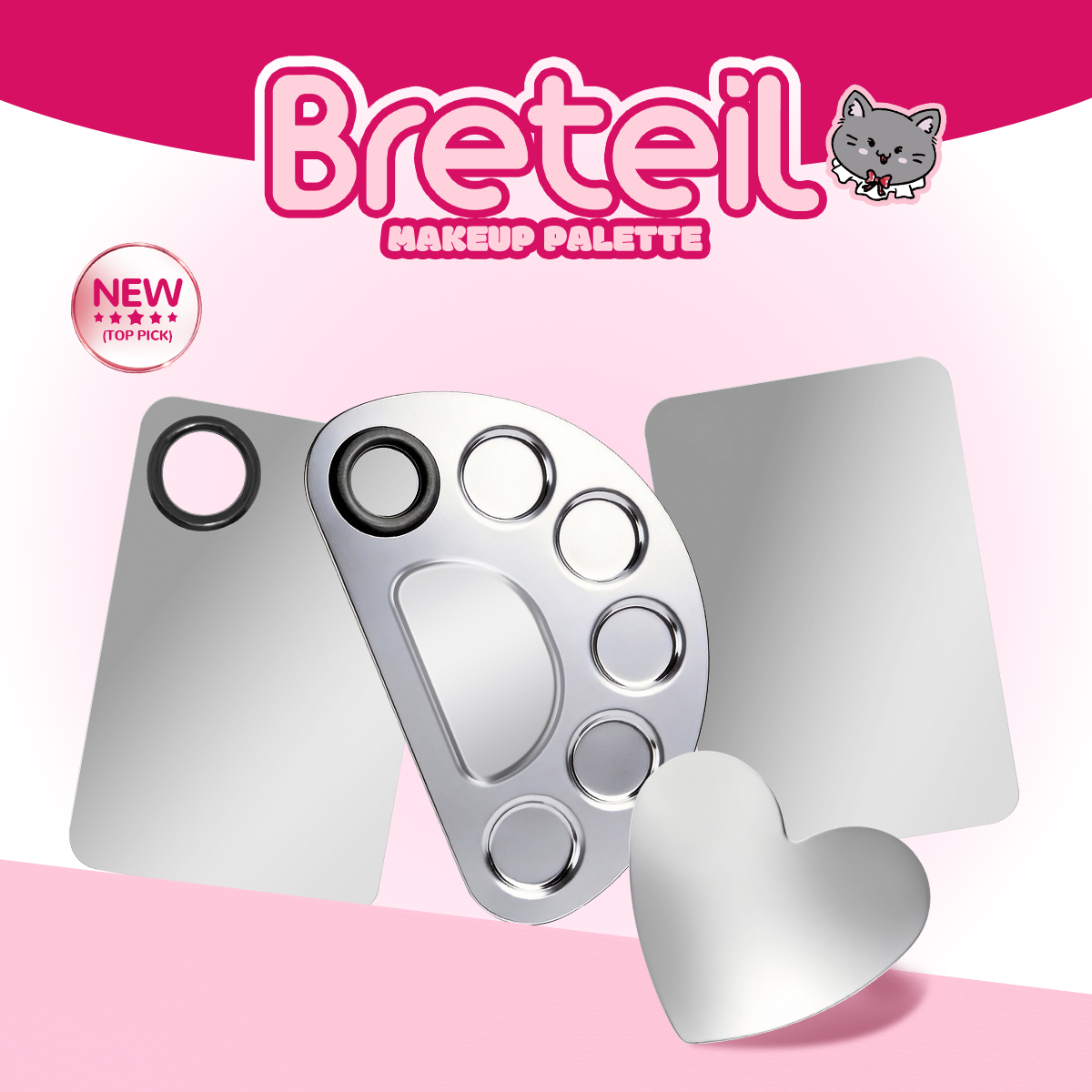 Breteil Wholesale Stainless Steel Foundation Palette Mixing Foundation Eyeshadow Mascara Nail Polish Foundation Palette - 图片 1
